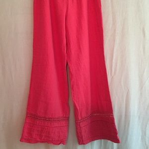 Red Love Tree Linen Pants